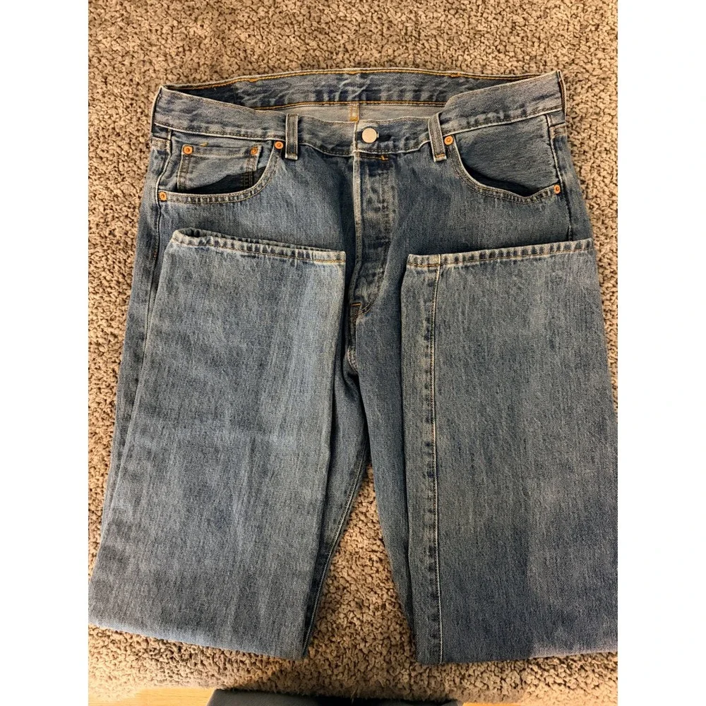 Levis 501 Original Fit Jeans 38x30 Blue Straight Leg Denim Americana Western